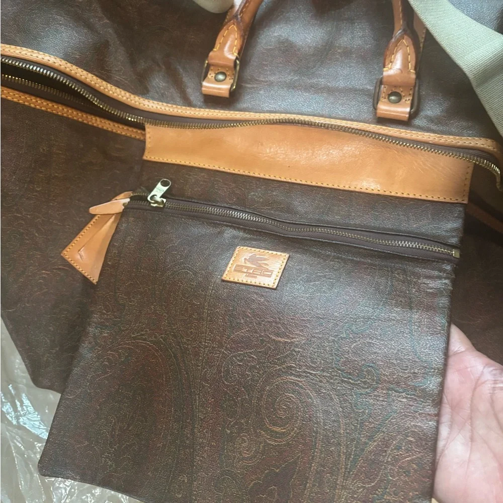 Louis Vuitton Brown Monogram Duffel Bag with Tan Leather